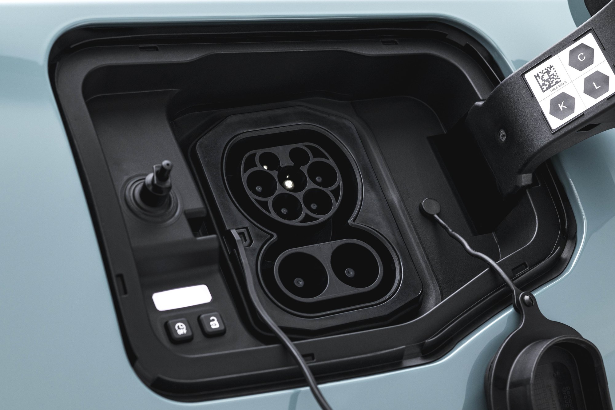 Type 2 above, CCS below: the DC pins only work with the optional Charge Pack