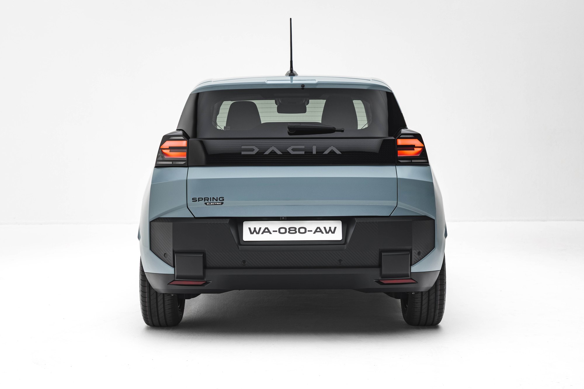 The rear, with the Dacia name pressed into the trim strip rather than stuck on