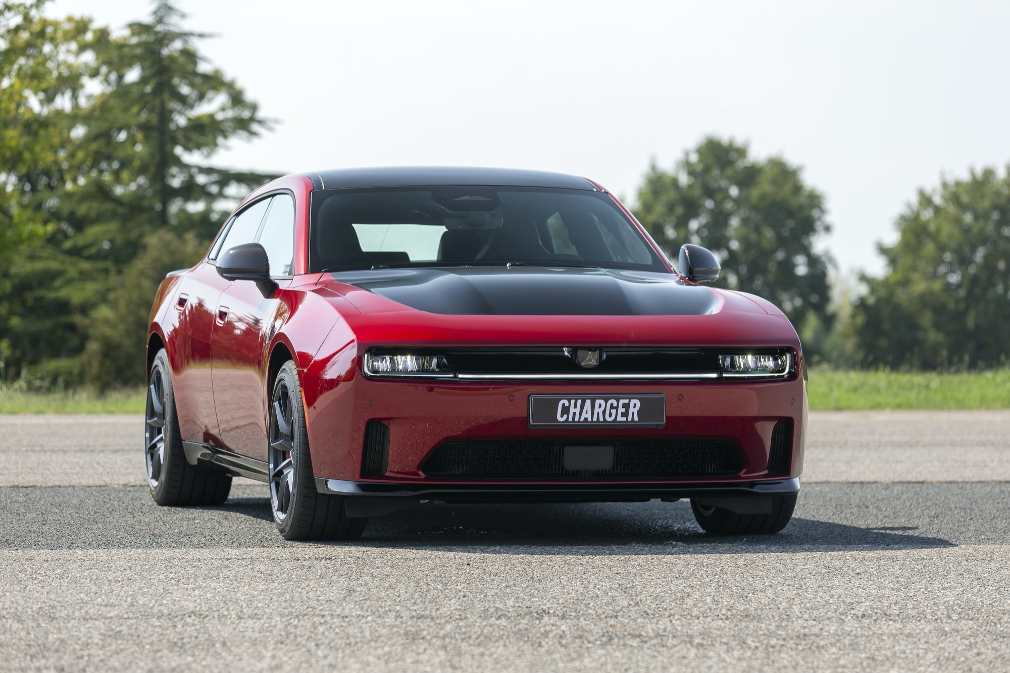 Charger Daytona from the front, and the light bar across its nose