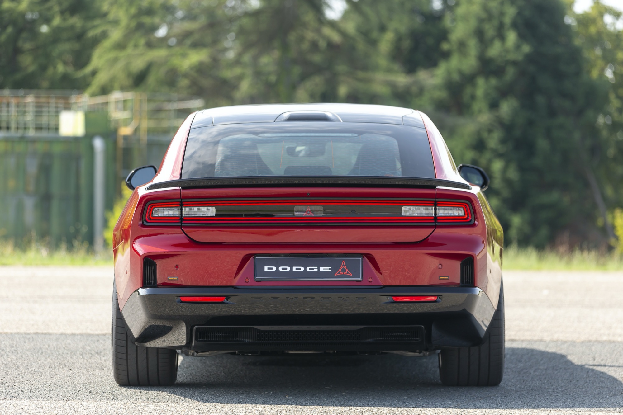 Charger Daytona from behind, with the Fratzog in the tail light bar