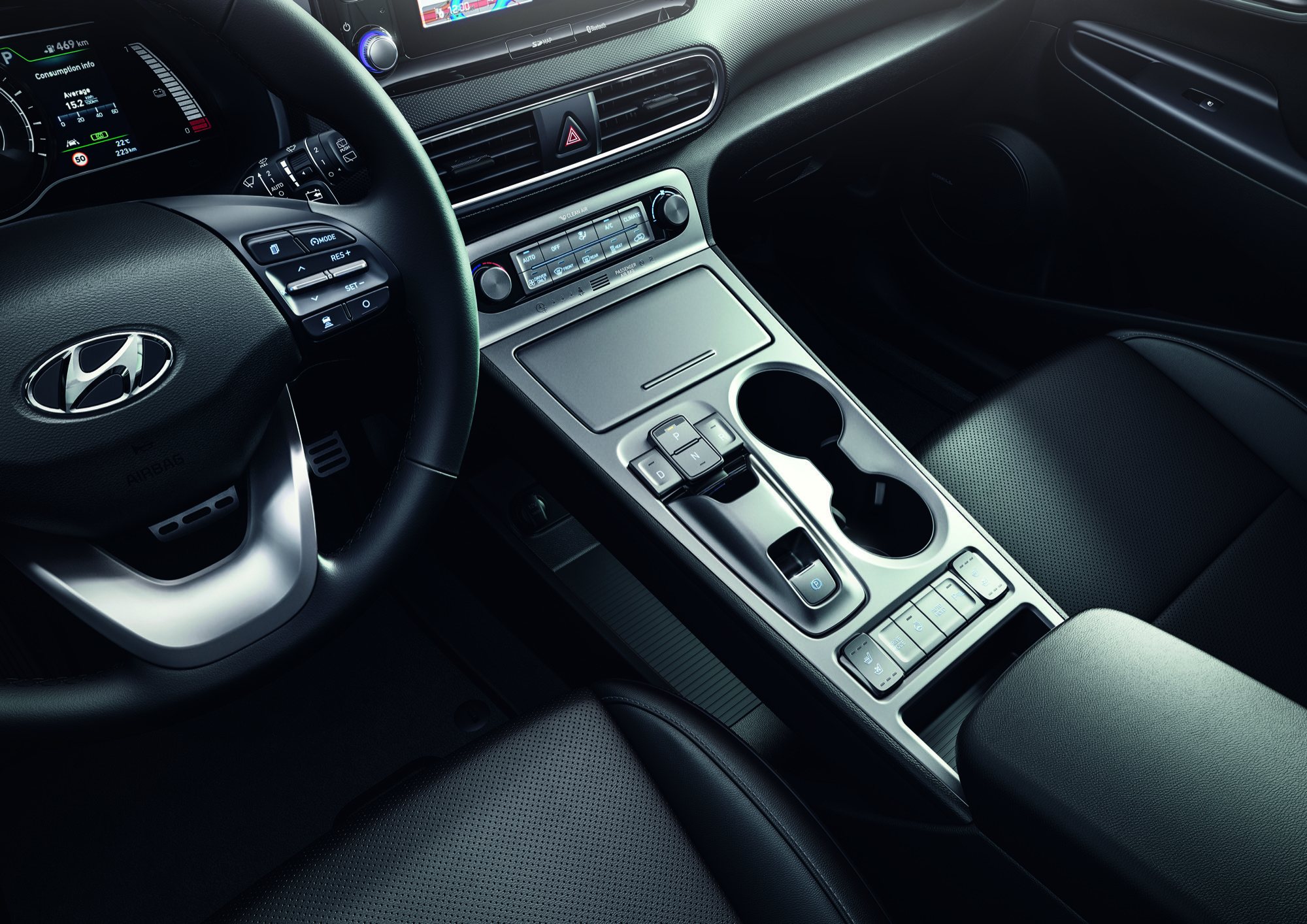 The Kona Electric's shift-by-wire centre console