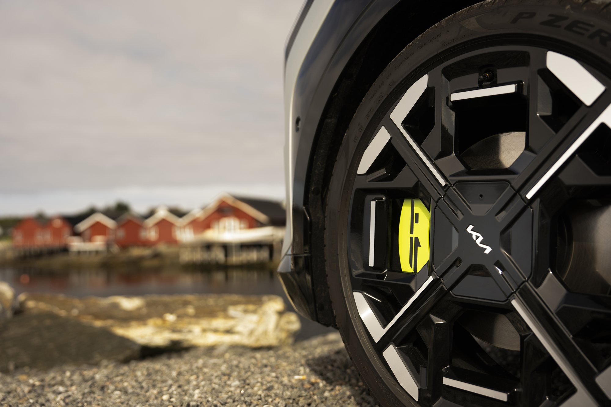 The 20 inch GT wheel, and the neon-green calliper behind it