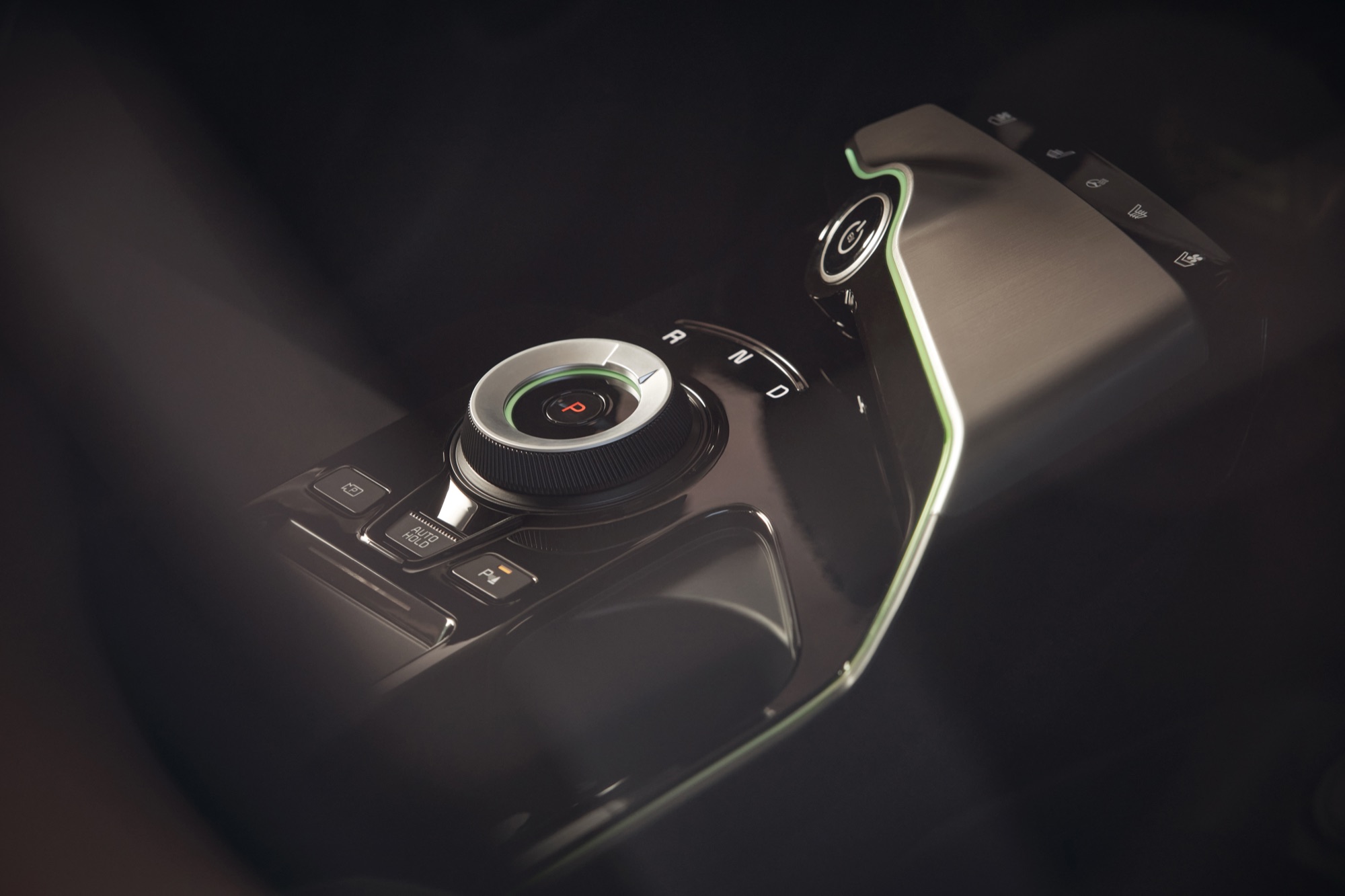 The original GT's drive selector, with its green accents