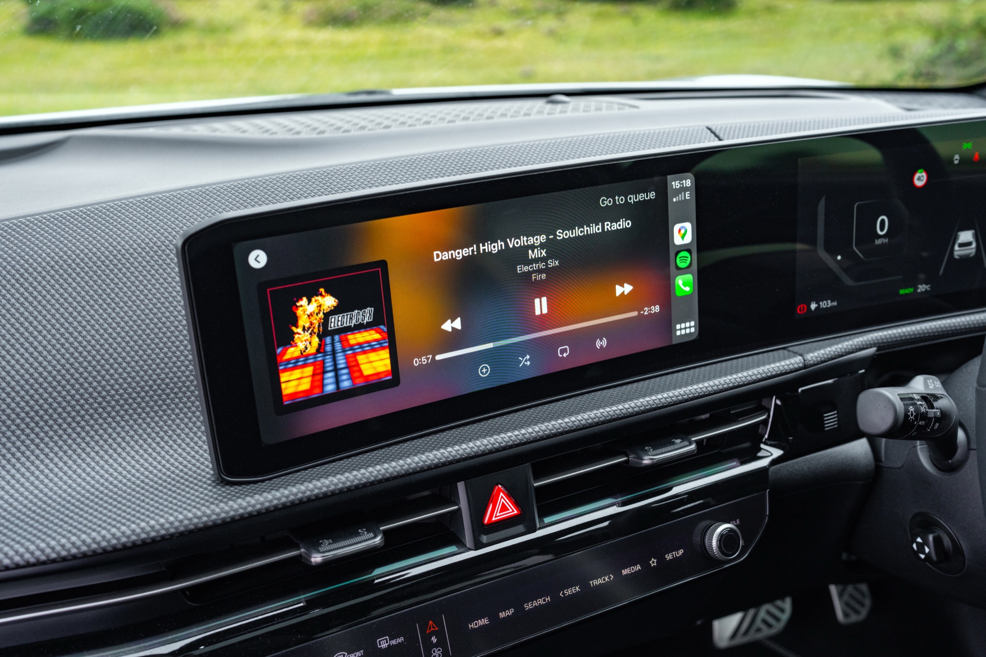The 12.3-inch touchscreen, with wireless Apple CarPlay