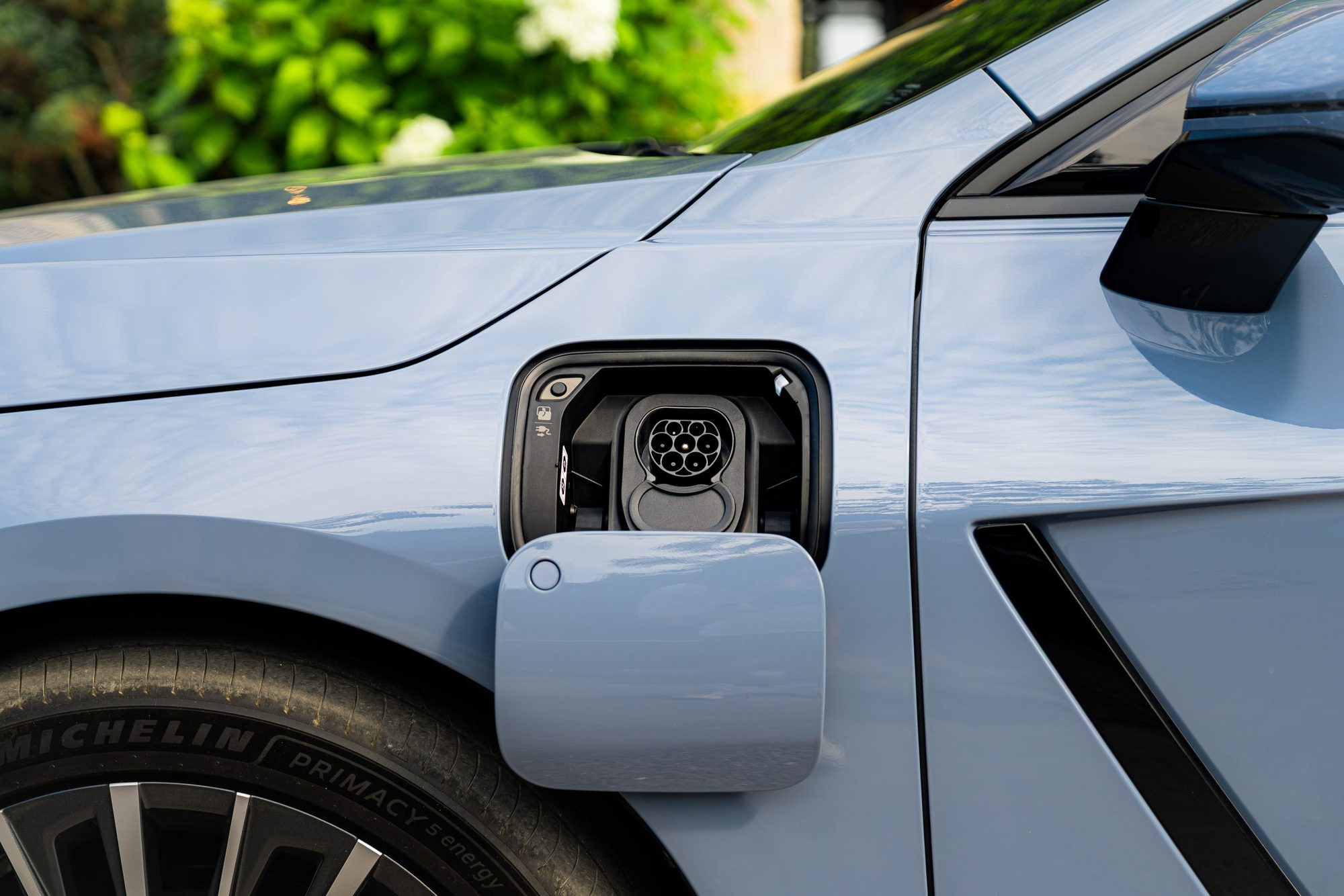 The charging port open on the ES 350e