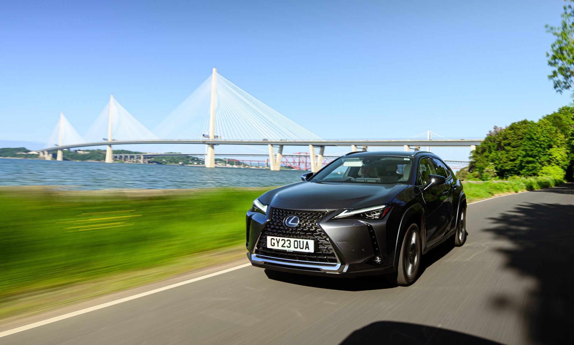 Lexus UX 300e on the move