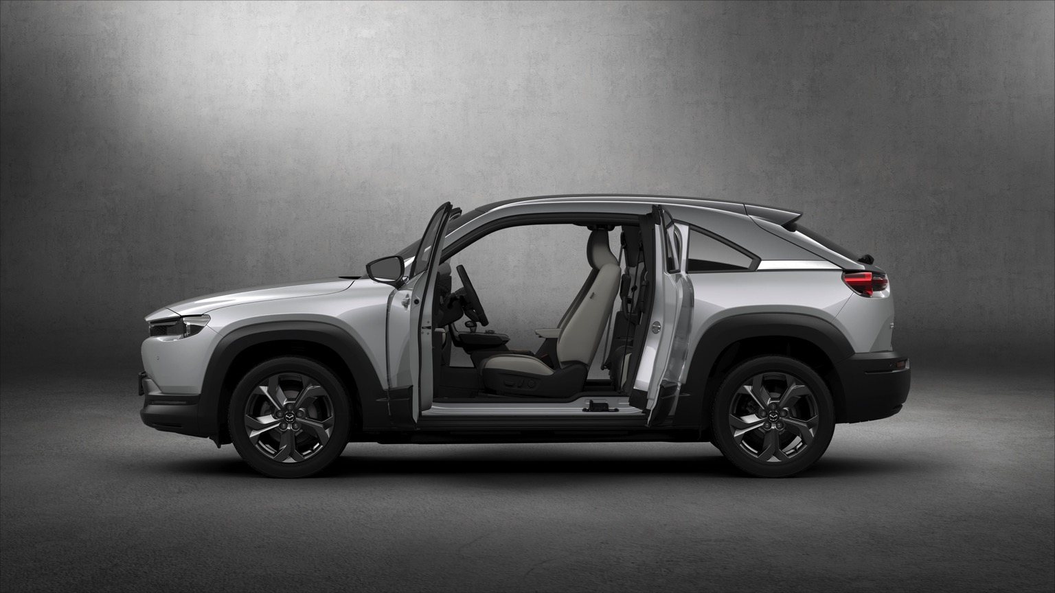The MX-30's pillarless freestyle doors