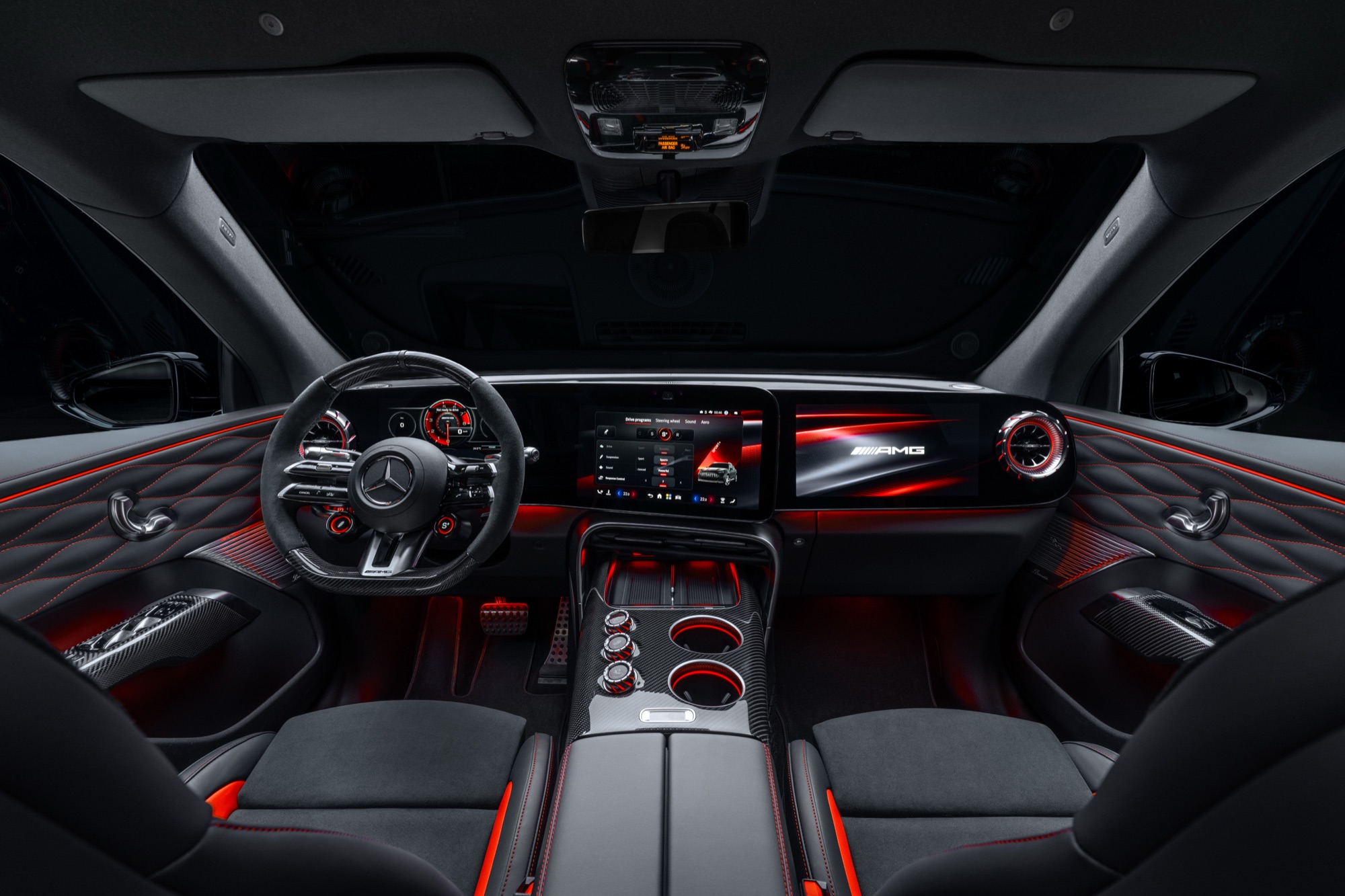 A 14-inch touchscreen angled at the driver, beside 10.2-inch instruments