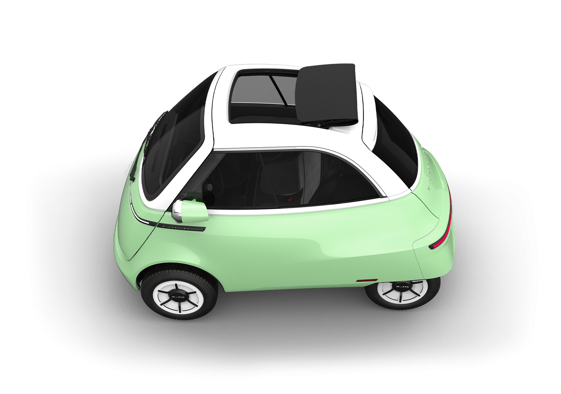 The folding fabric sunroof, open