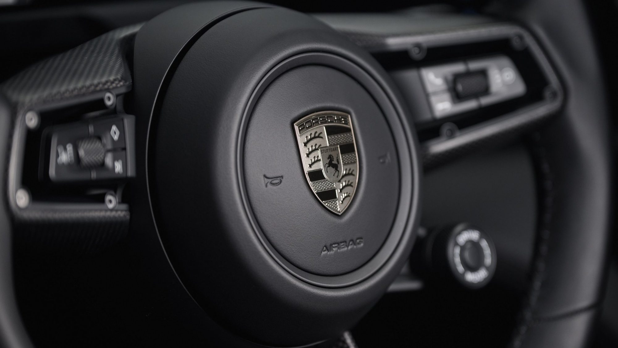 The Taycan's steering wheel