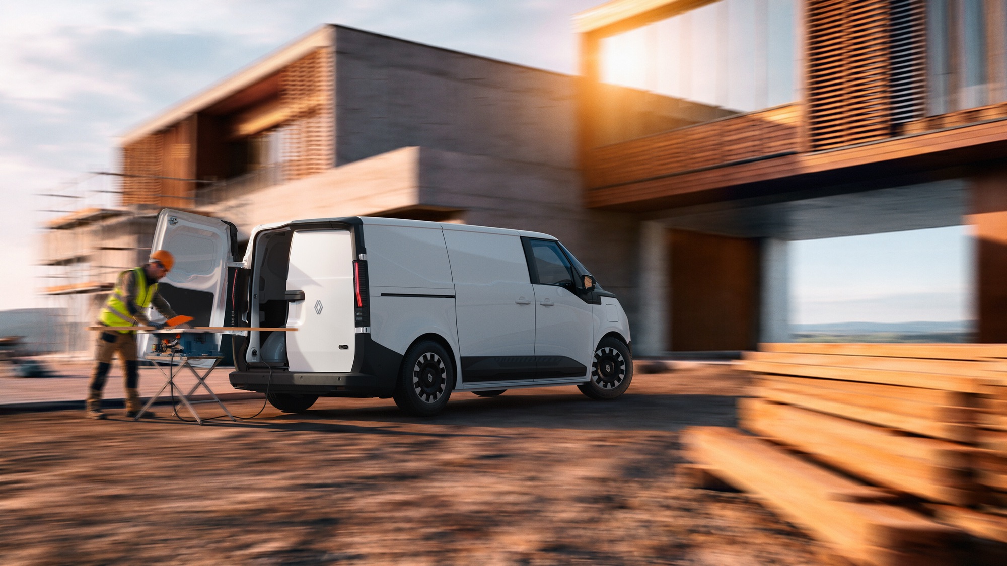 V2L: mains tools running off the van on site