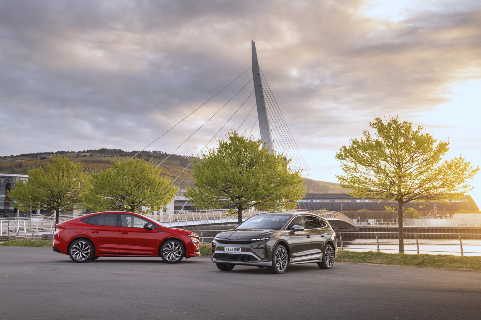 Škoda Enyaq Coupé, on the left, with the SUV