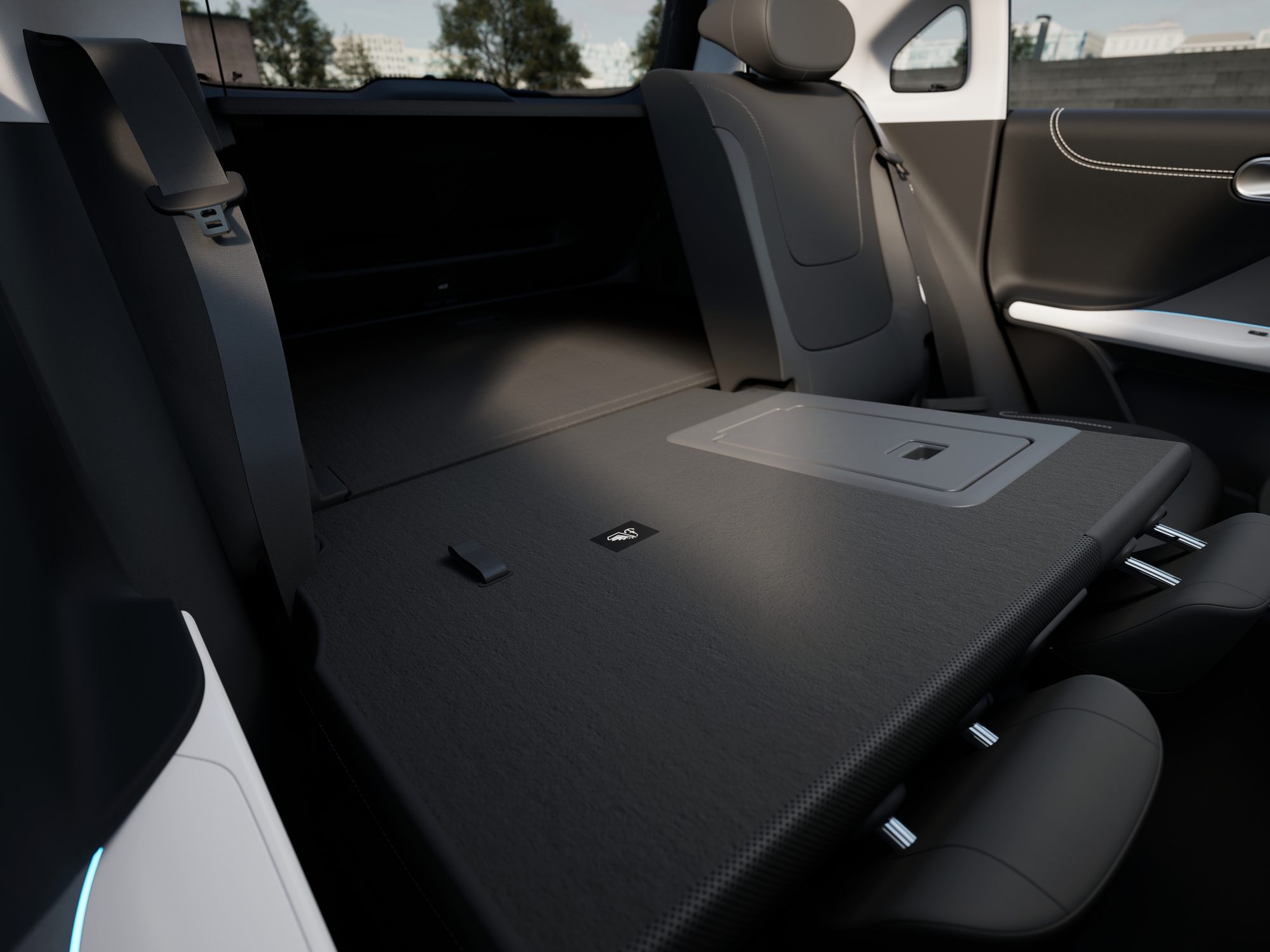 The #1's rear bench folded down