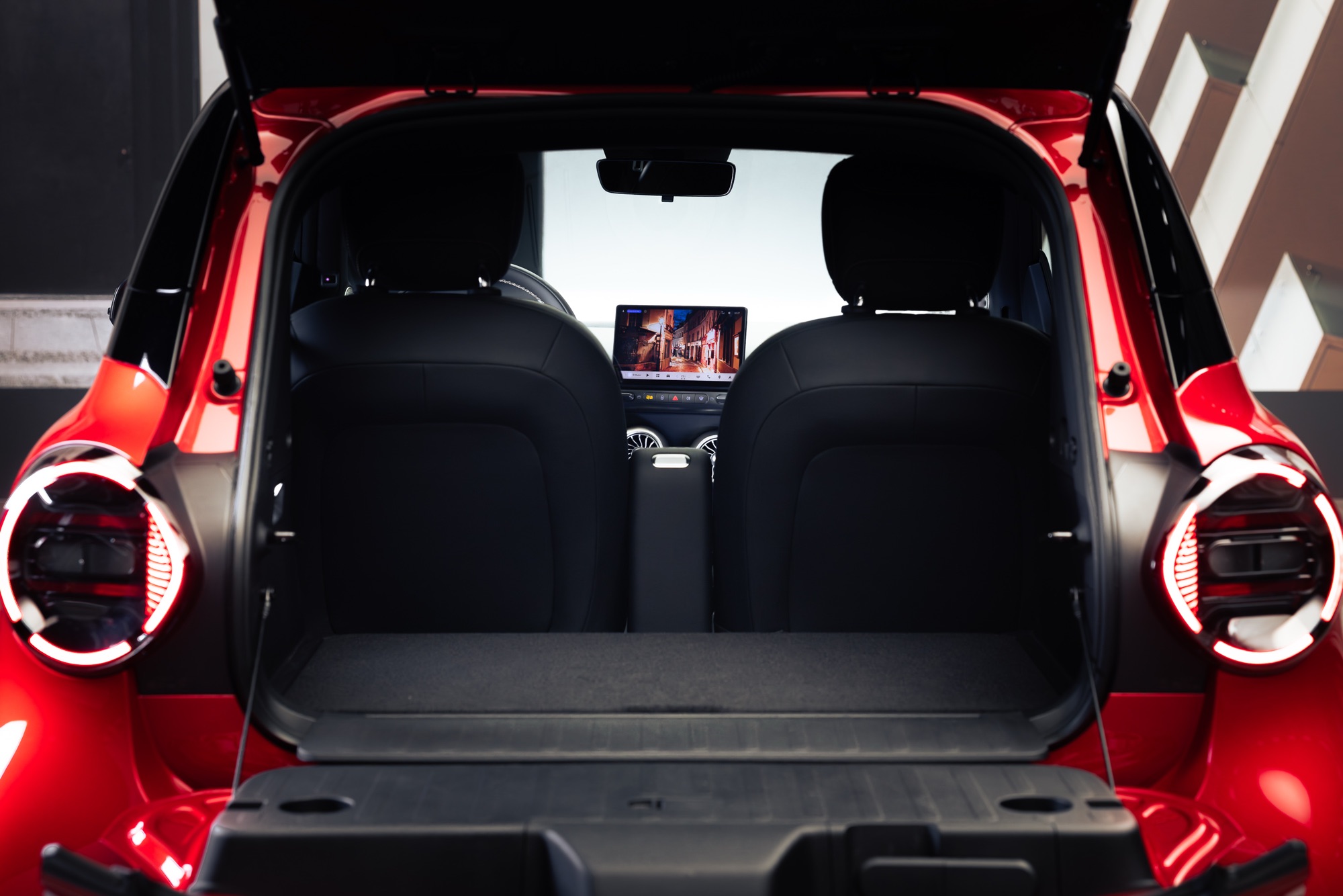 The boot, behind the two seats