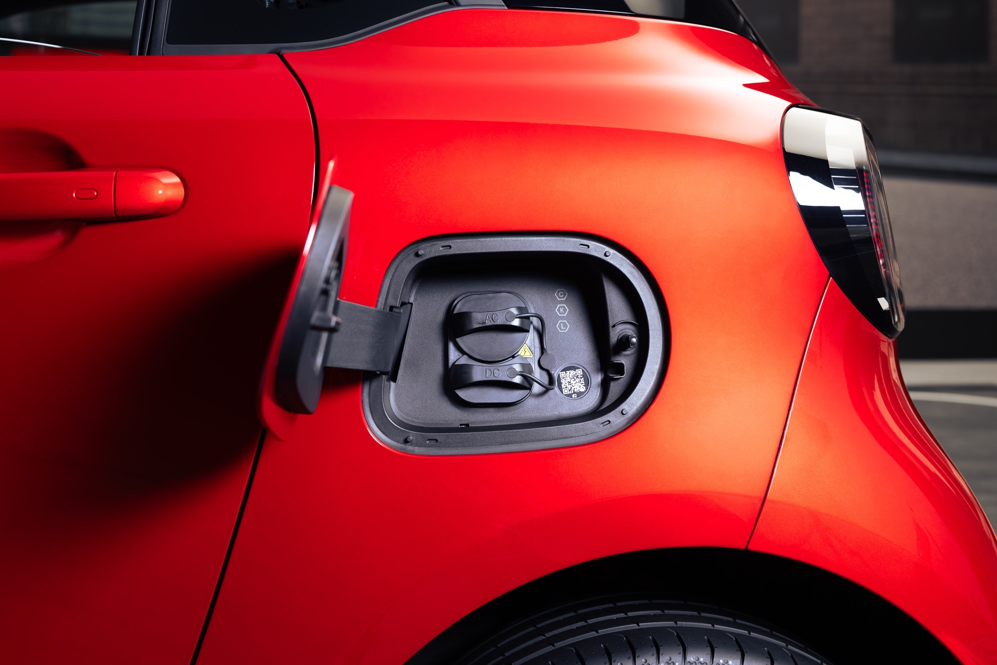 The charging flap, behind the door
