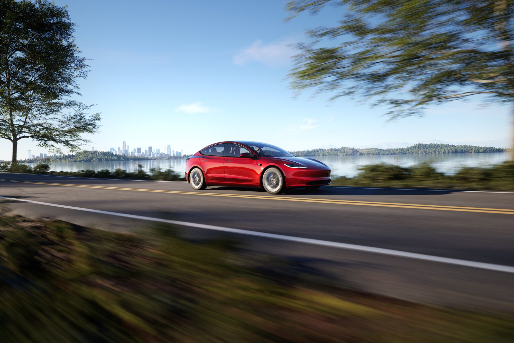 Tesla Model 3 on the road