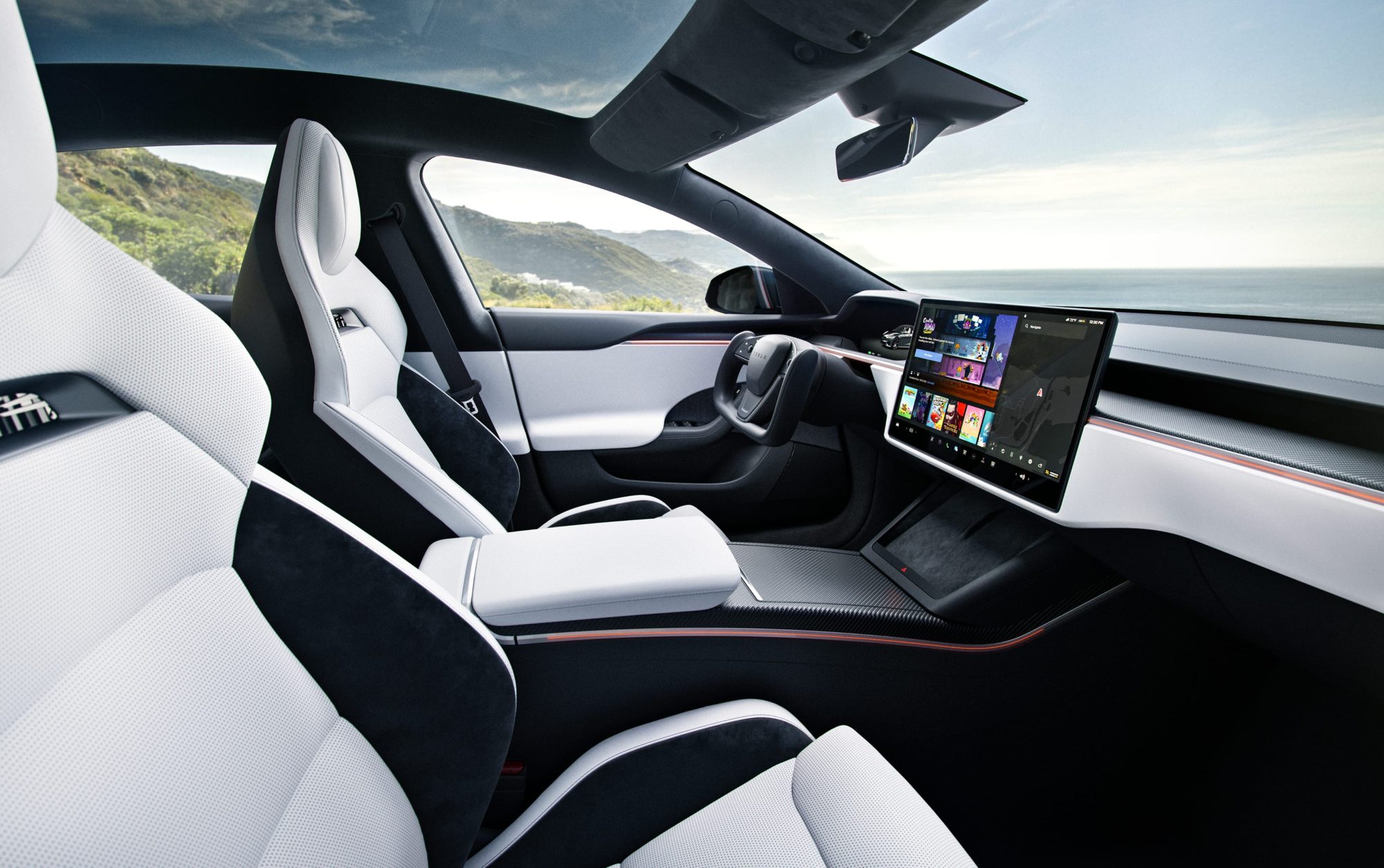 Inside the Model S, left-hand drive