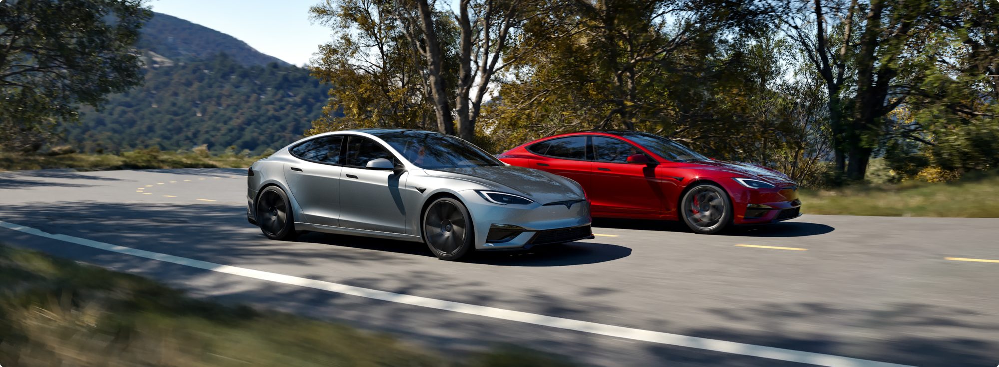 Two Model S, one of them the Plaid