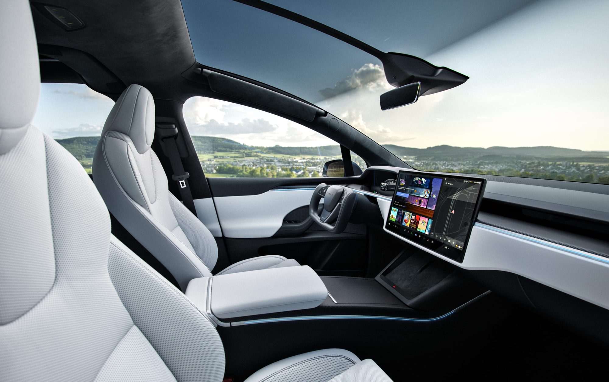Inside the Model X, left-hand drive