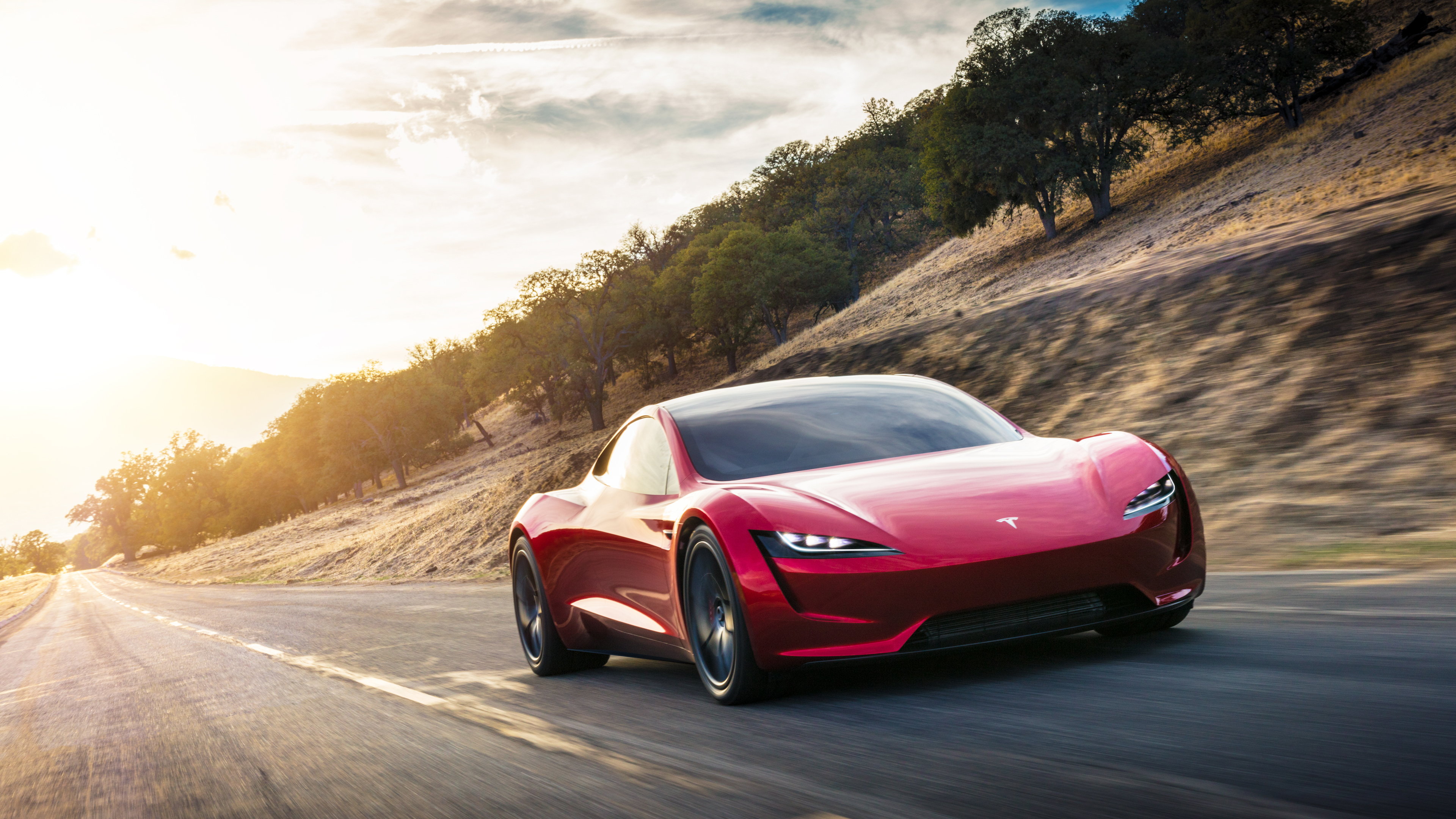 Tesla Roadster driving