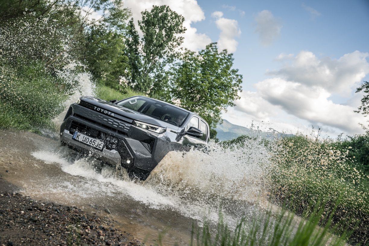 The Hilux wades to 700 mm, same as the diesel
