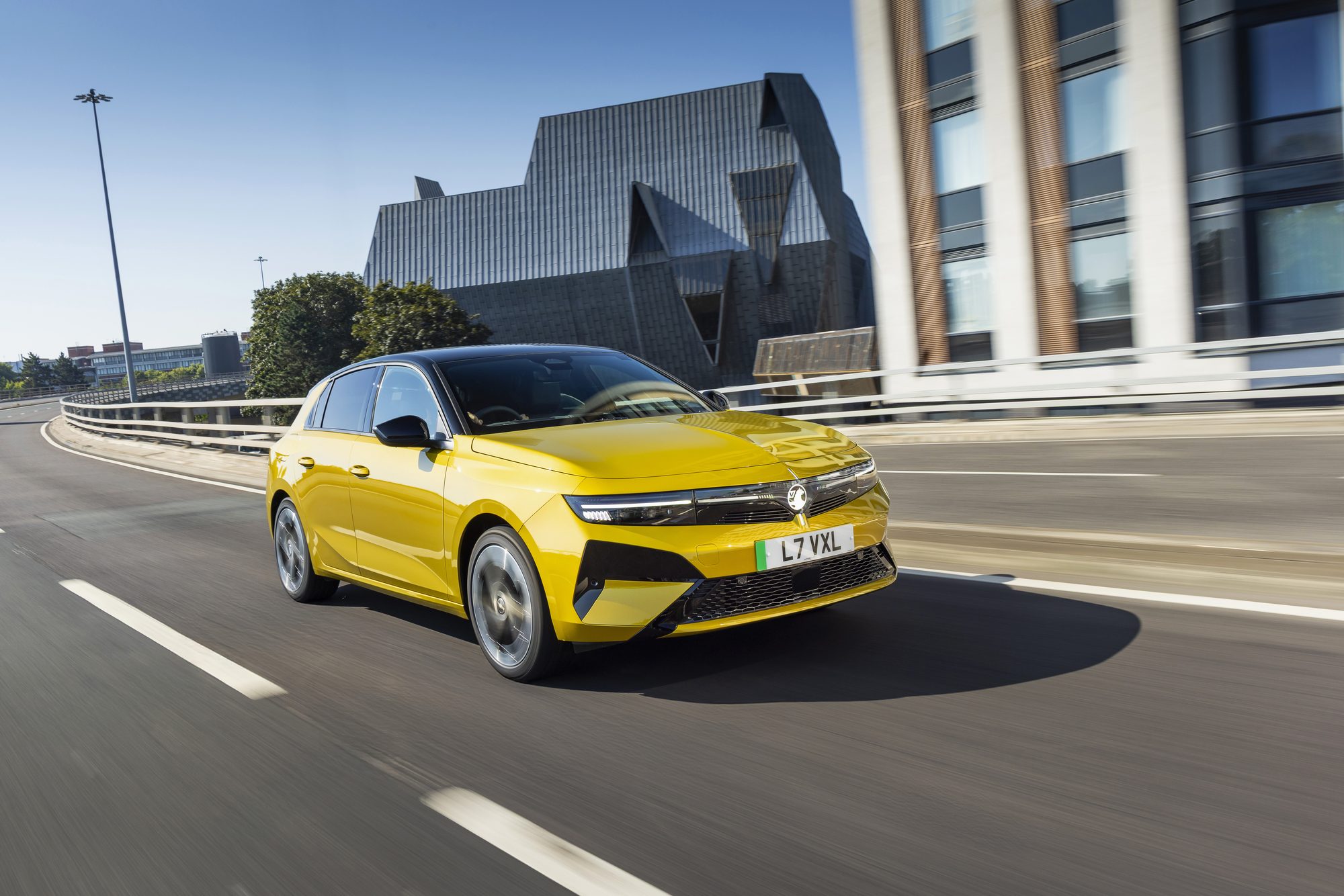 The Vauxhall Astra Electric in Electric Yellow