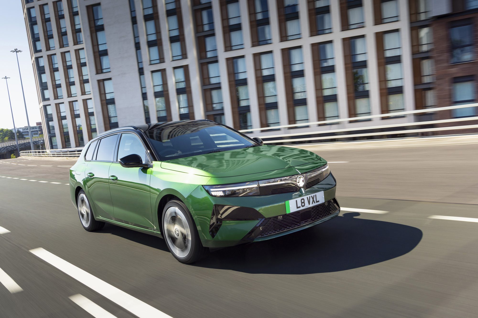 The Vauxhall Astra Sports Tourer Electric in Clover Green