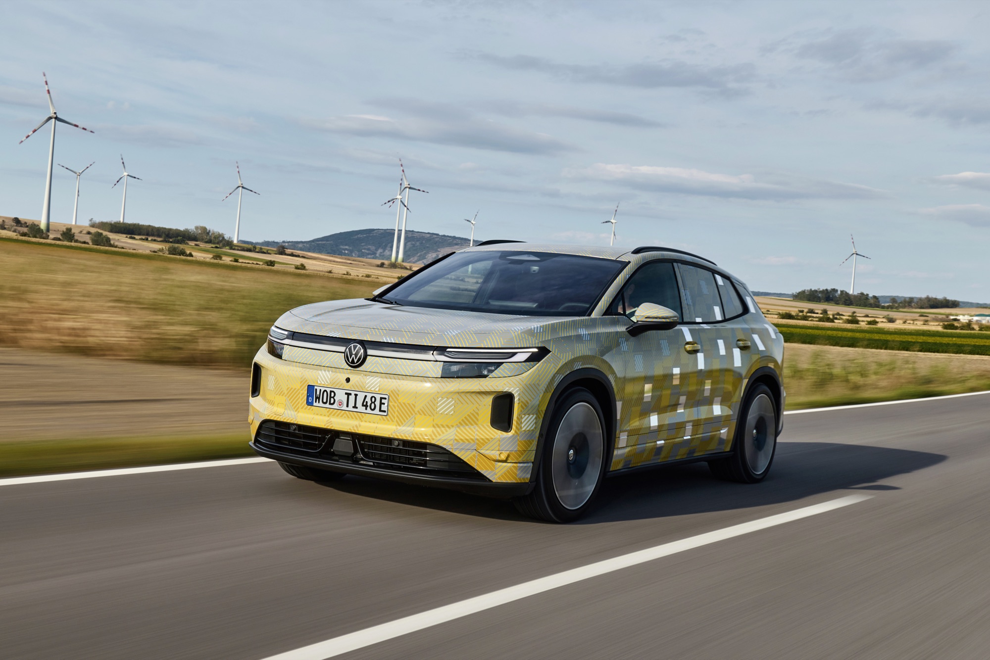 The Volkswagen ID. Tiguan testing in camouflage wrap