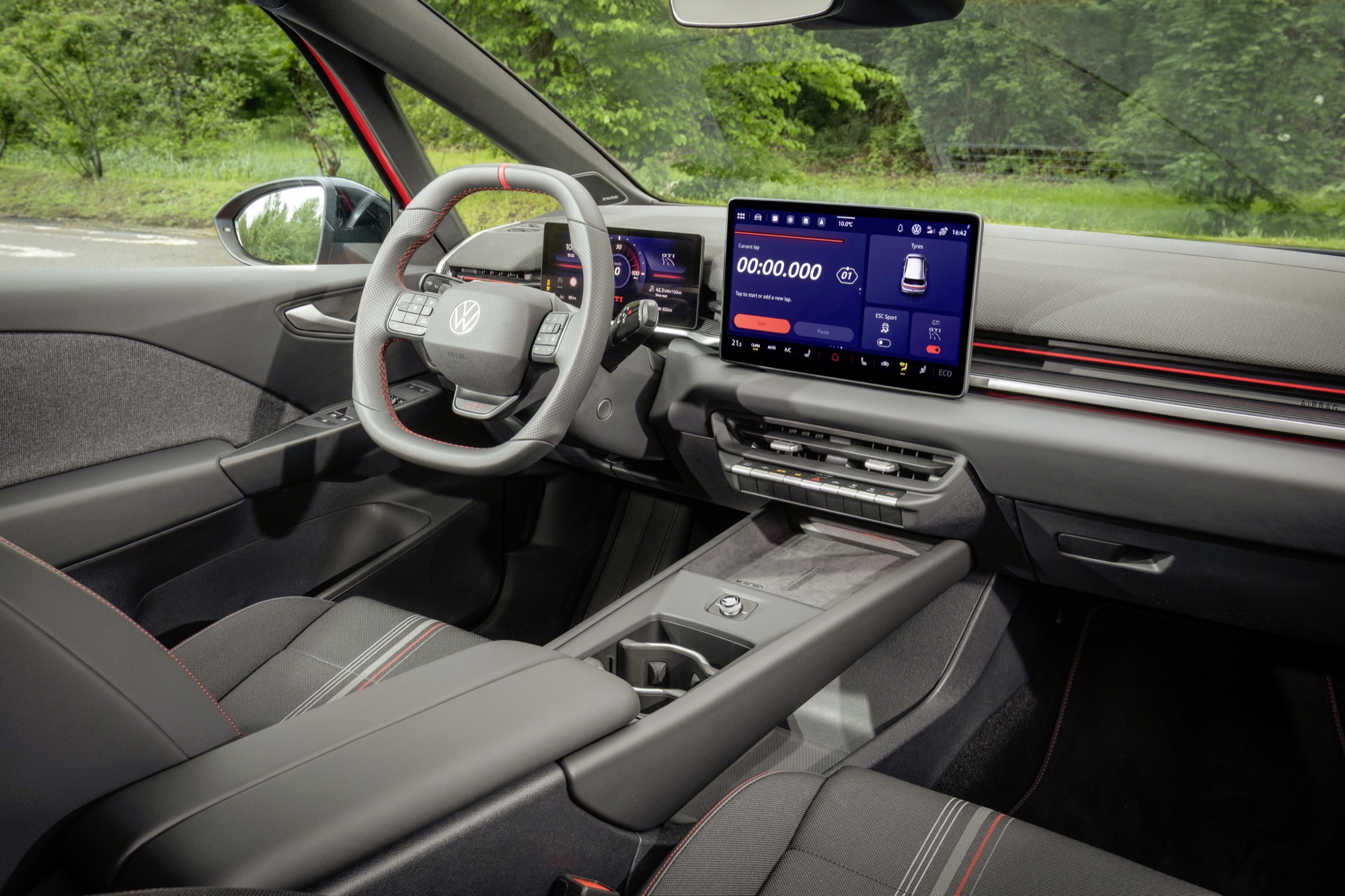 The 12.9 inch display, and the rotary knob on the console below it