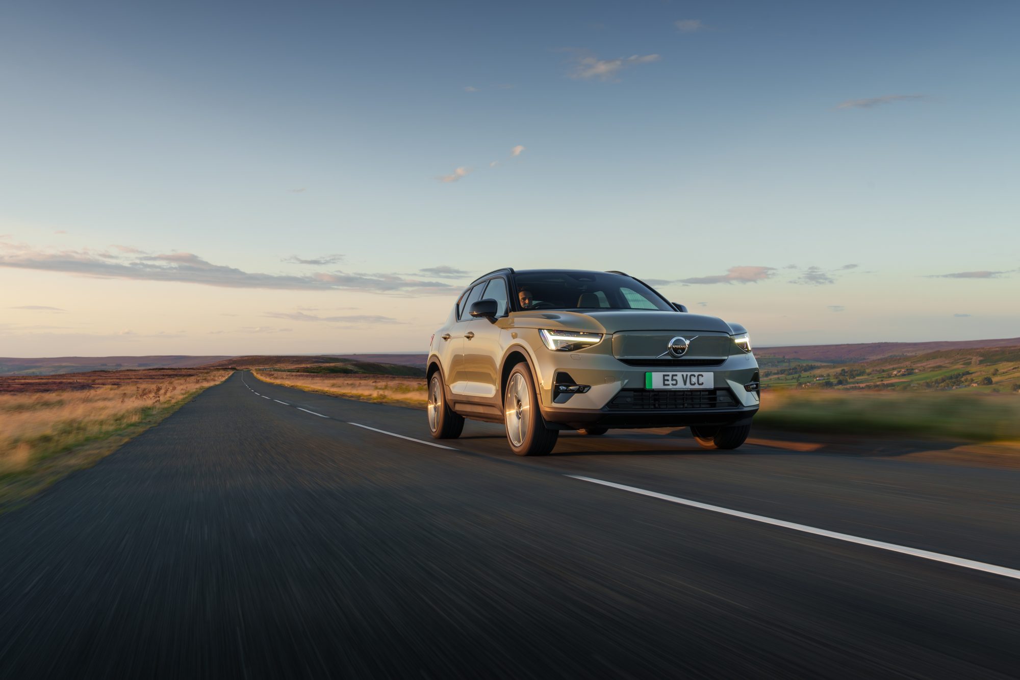 The Volvo EX40 in Sage Green